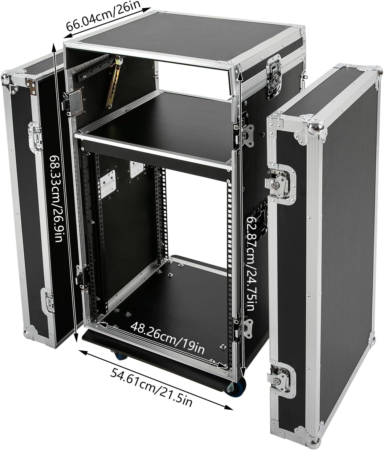 10U PA DJラック キャスター付き 2段プロDJミキサースタンド